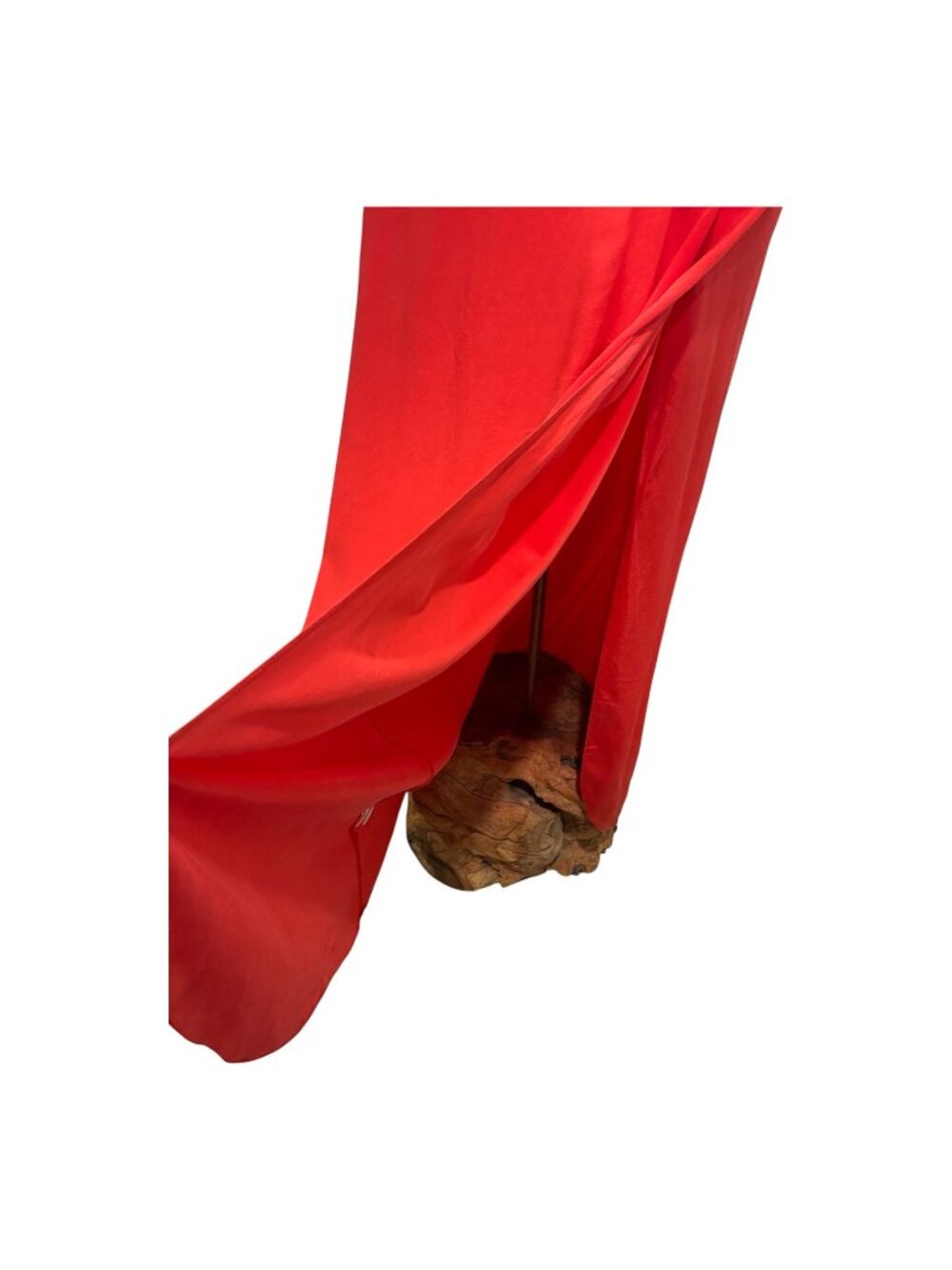 Karina Grimaldi 100% Silk Strapless Maxi Dress Red Ruffle Side Slit Size M USA - Picture 4 of 10